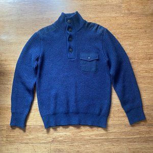 Schott NYC Men's Stand Up Neck Wool Sweater - Navy Medium